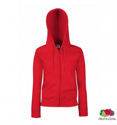Толстовка Fruit of the Loom Lady-Fit Premium Sweat Jacket XS, червона