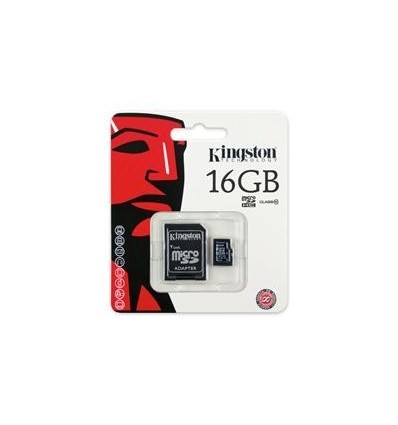 Карта памяти Kingston microSDHC 16GB Class 10 + SD адаптер