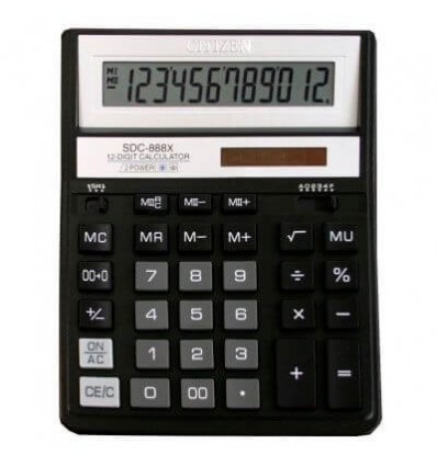 Калькулятор Citizen SDC-888 ХBK 12ти розрядний, чорний