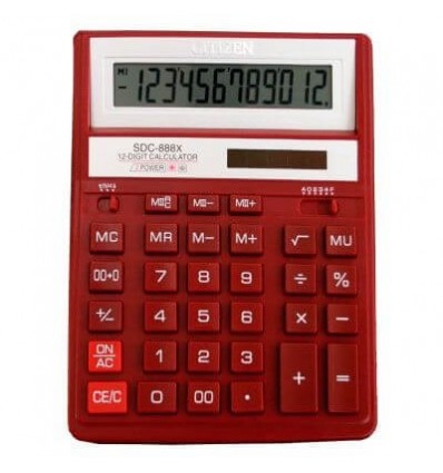 Калькулятор Citizen SDC-888 ХRD 12ти разрядный, красный