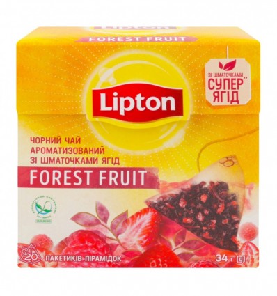 Чай Lipton Forest Fruit черный c кусочками ягод 1.7г*20шт (4823084201103)