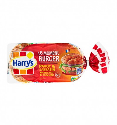 Булочка для гамбургера Harrys Le Moment Burger Pavot 340г (3228857000364)