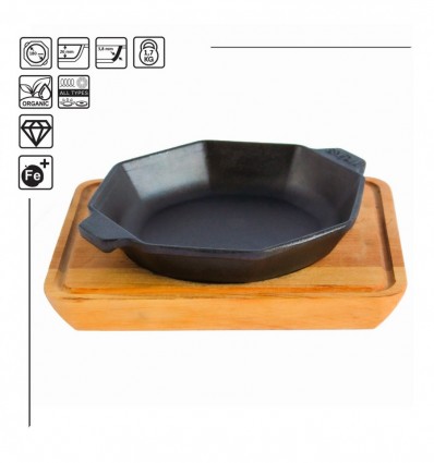 Сковорода Brizoll чавунна восьмикут з підставкою 8х180х25мм (4827005591274)
