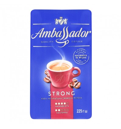 Кофе Ambassador Strong молотый 225г (8720254065243)