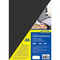 Обложка для переплета, А4, картон 250г/м2, фактура "под кожу", черная, по 50 шт. в упаковке