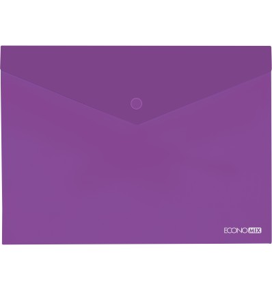 Папка-конверт А4 прозрачная на кнопке, фиолетовая