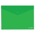 Папка-конверт А4 прозрачная на кнопке, зеленая