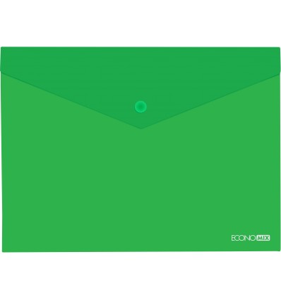Папка-конверт А4 непрозора на кнопці, зелена, діагональ