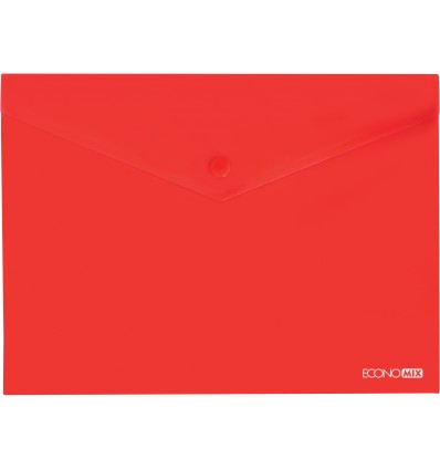 Папка-конверт А4 прозрачная на кнопке, красная