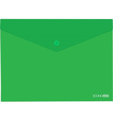 Папка-конверт В5 прозрачная на кнопке, зеленая(Е31302-04)