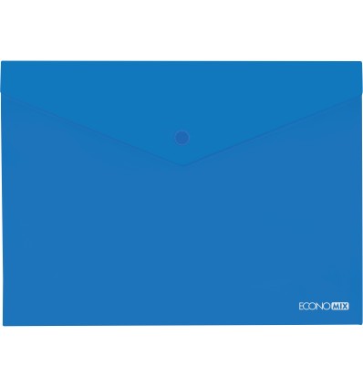 Папка-конверт В5 прозрачная на кнопке, синяя(Е31302-02)