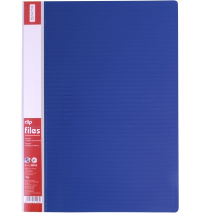 Папка-скоросшиватель А4 с пружинным механизмом Optima CLIP A, фактура "ПОЛОСА", синяя