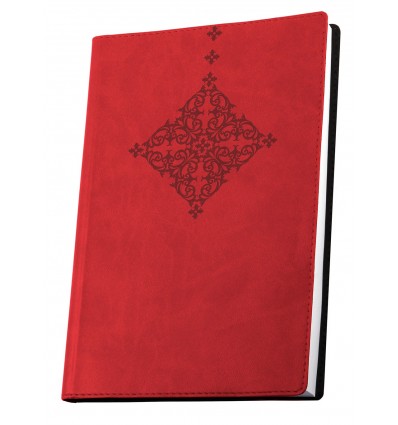 Деловая записная книжка А6, тиснение "Орнамент-ромб", Vivella, мягкая обложка, кремовый блок, красн