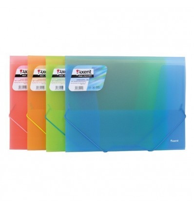 Папка на резинках А4 пластиковая ассорти прозрачных цветов, Axent