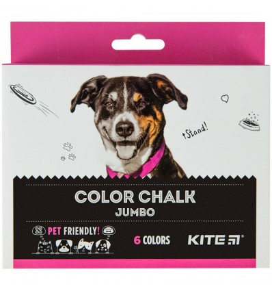 Крейда кольорова Kite Dogs Jumbo, 6 кольорів