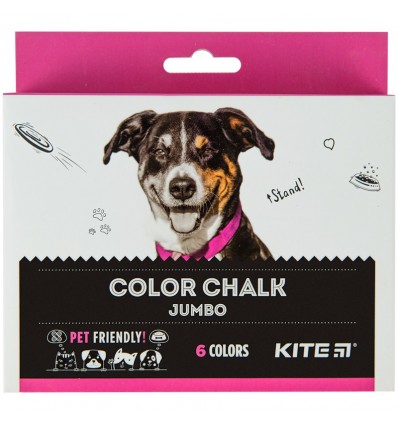 Мел цветной Kite Dogs Jumbo, 6 цветов