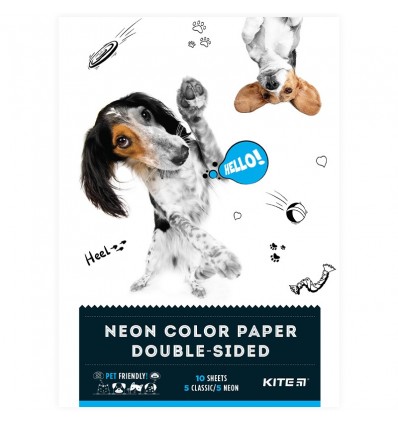 Бумага цветная двусторонняя Kite Dogs А4, 10 листов