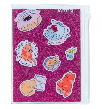 Блокнот Kite Pink cats, 80 аркушів, клітинка, силіконова обкладинка