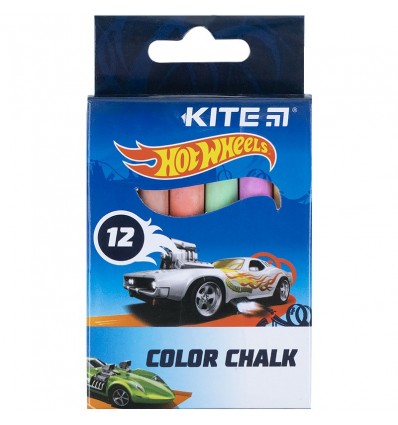 Мел цветной Kite Jumbo Hot Wheels, 12 штук