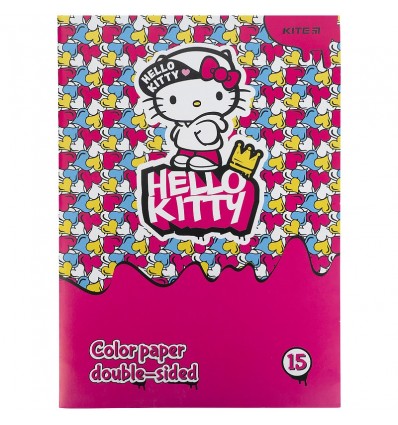 Бумага цветная двусторонняя Kite Hello Kitty А4, 15 листов