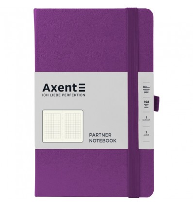 Книга записна Axent Partner, 125*195, 96арк, клітинка, пурпурна