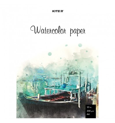 Папір для акварелі Kite K23-267 А4, 10 аркушів, 200г/м2