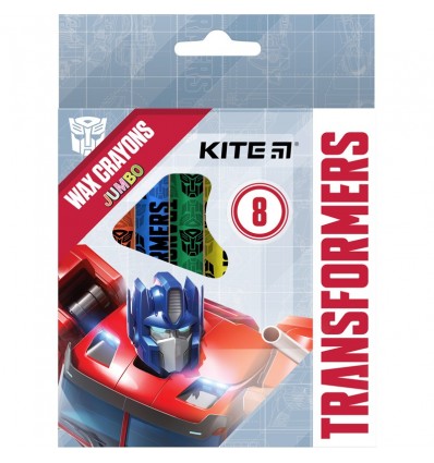 Мелки восковой Kite Jumbo Transformers, 8 цветов