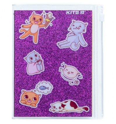Блокнот Kite Purple cats, 80 аркушів, клітинка, силіконова обкладинка