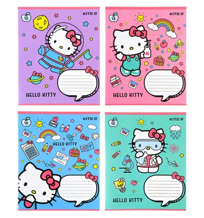 Тетрадь школьная Kite Hello Kitty HK22-235, 12 листов, косая линия