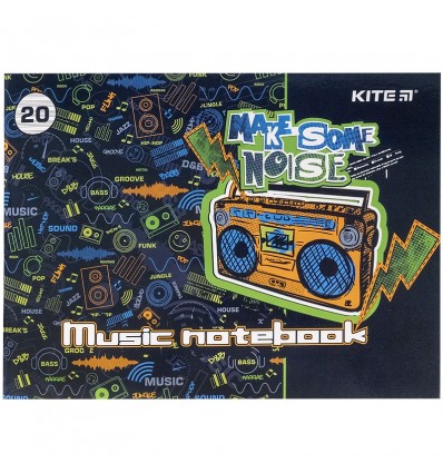 Тетрадь для нот Kite Make some noise A5, 20 листов