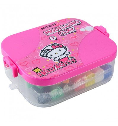 Пластилін у боксі Kite Hello Kitty, 7 кольорів + 8 інструментів, 380 г