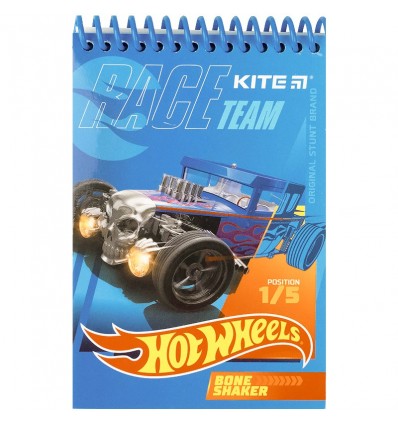 Блокнот на спирали Kite Hot Wheels, А6, 48 листов, нелинированный