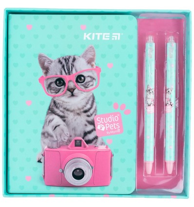 Набор подарочный блокнот+2 ручки Kite Studio Pets