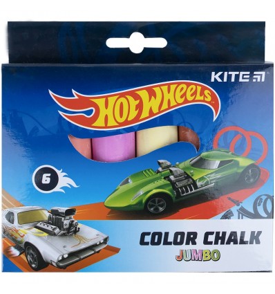 Крейда кольорова Kite Jumbo Hot Wheels, 6 кольорів
