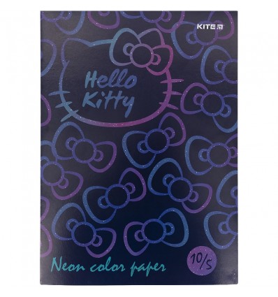 Бумага цветная неоновая Kite Hello Kitty A4, 10 листов