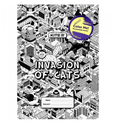 Обложка-раскраска для книг Kite Invasion, А4+, PVC