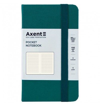 Книга записна Axent Partner 8301-31-A, 95х140, 96арк, клітинка, малахітова