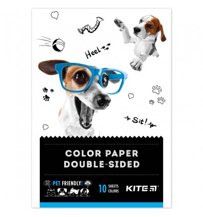 Бумага цветная двусторонняя Kite Dogs А5, 10 листов
