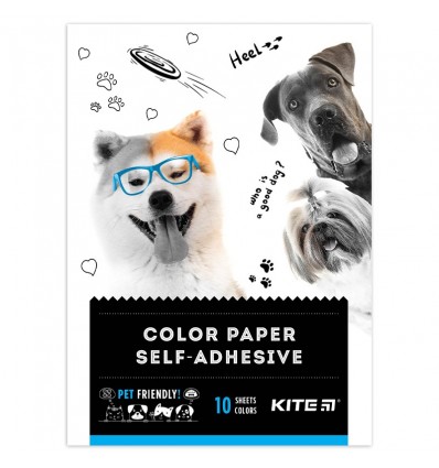Папір кольоровий самоклейкий Kite Dogs А5, 10 аркушів