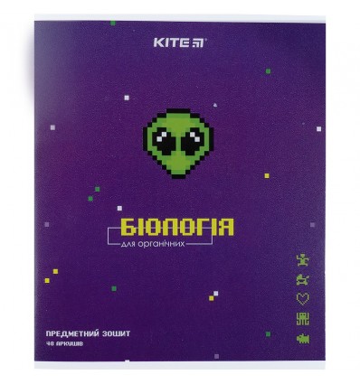 Зошит предметний Kite Pixel K21-240-09, 48 аркушів, клітинка, біологія