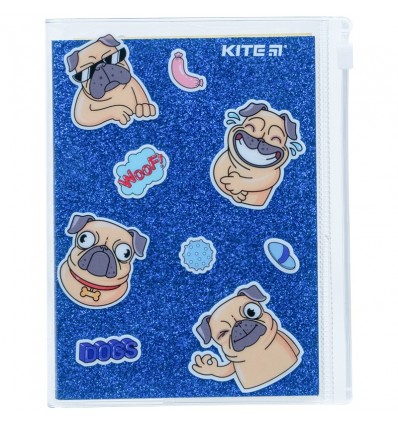 Блокнот Kite Blue dogs, 80 аркушів, клітинка, силіконова обкладинка
