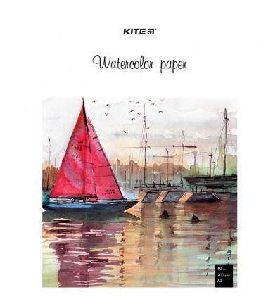 Папір для акварелі Kite K23-268 А3, 10 аркушів, 200г/м2