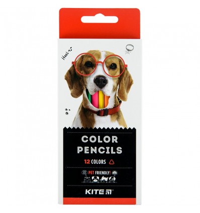 Олівці кольорові тригранні Kite Dogs, 12 кольорів
