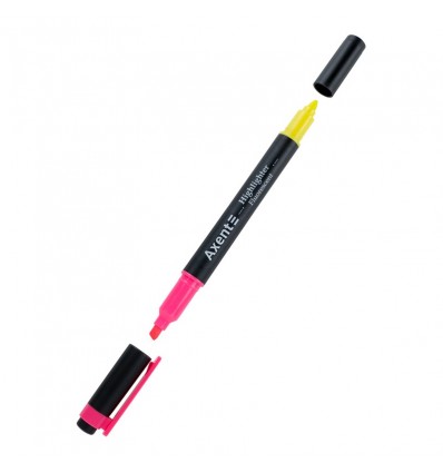 Маркер Axent Highlighter Dual, 2-4 мм клиновидная розовая+желтая
