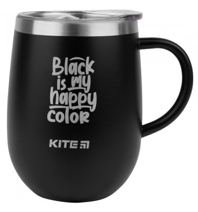 Термокружка Kite Black is my happy color 360 мл, черная