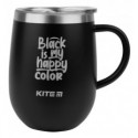 Термокружка Kite Black is my happy color 360 мл, черная