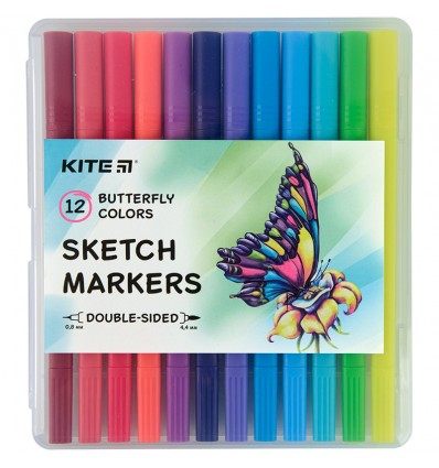 Скетч маркеры Kite Butterfly, 12 цветов