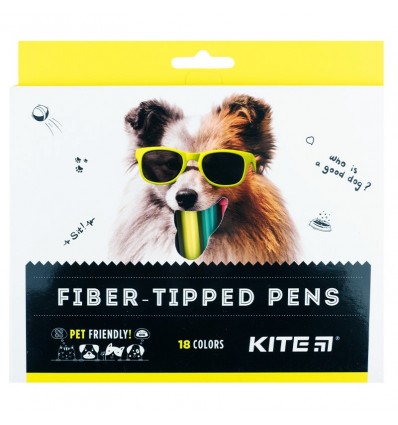 Фломастеры Kite Dogs, 18 цветов