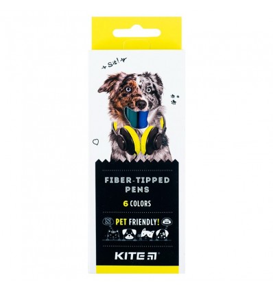 Фломастери Kite Dogs K22-446, 6 кольорів