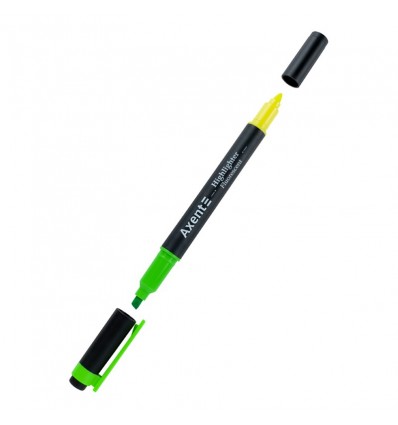 Маркер Axent Highlighter Dual, 2-4 мм клиновидный зеленый+желтый